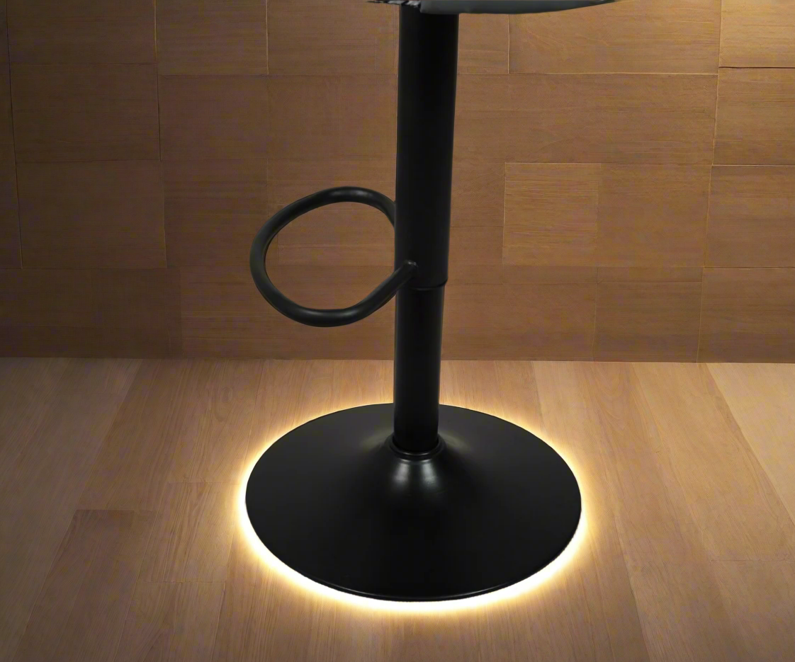 Bar chair H-9018, front view of a houndstooth swivel stool on a black base