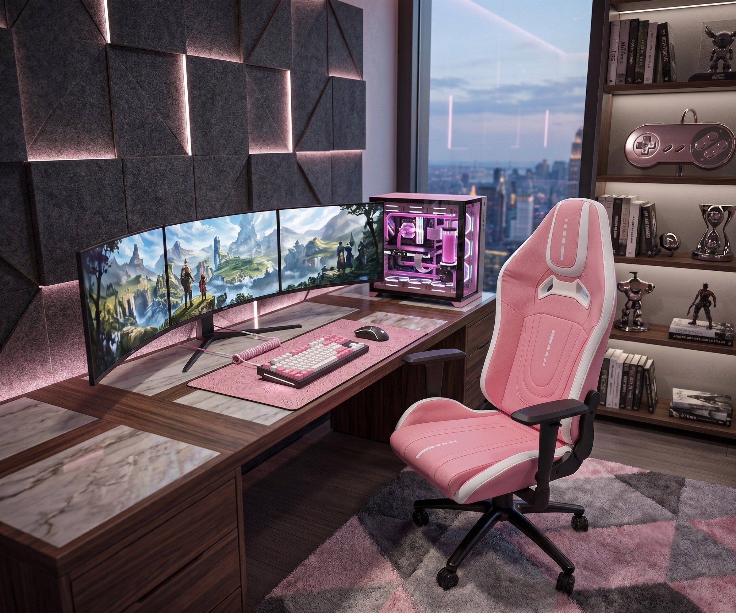 BN-W0107 GAME CHAIR -WHITE & PINK