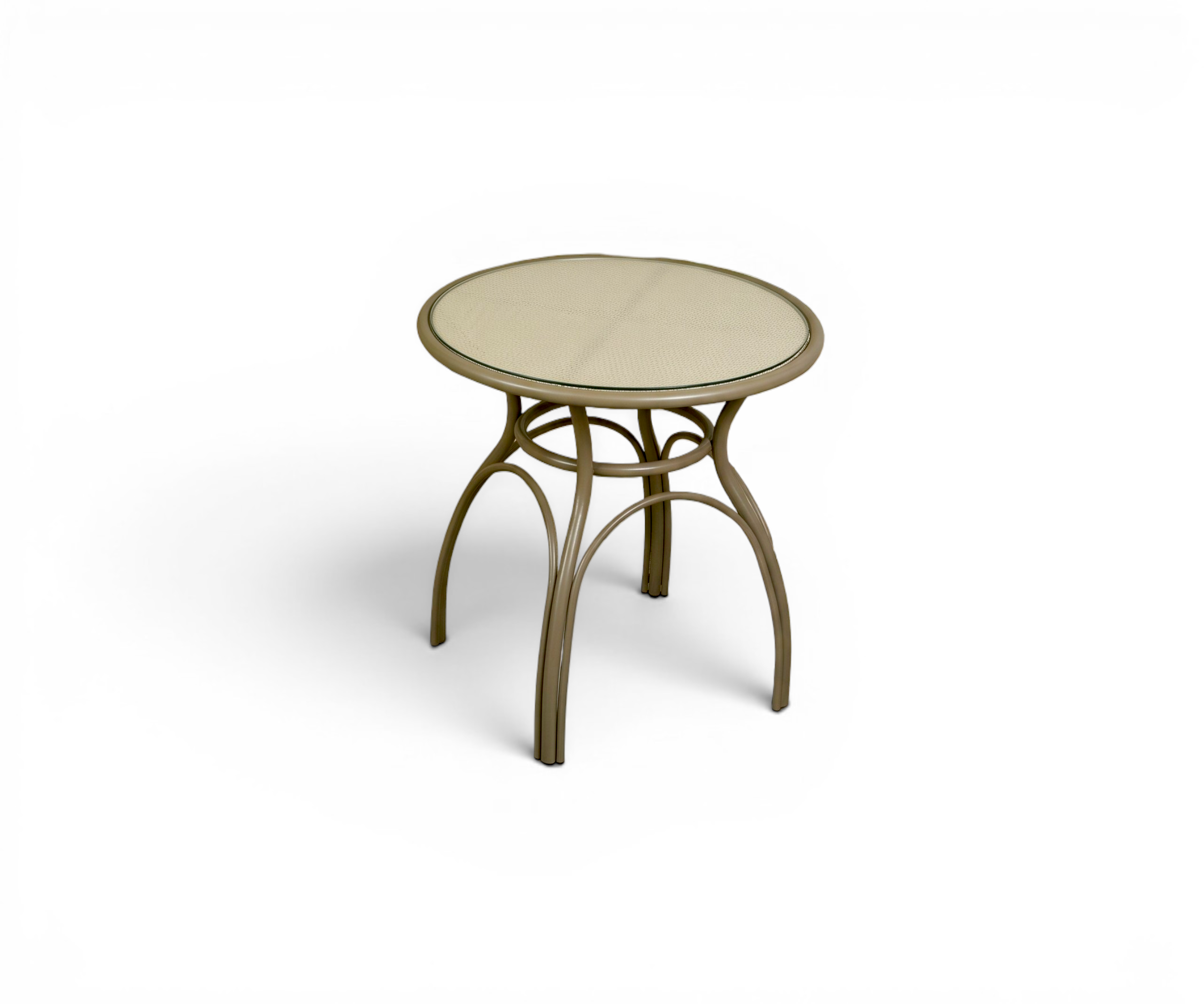 C109 garden table, round table set on a clifftop terrace overlooking the sea