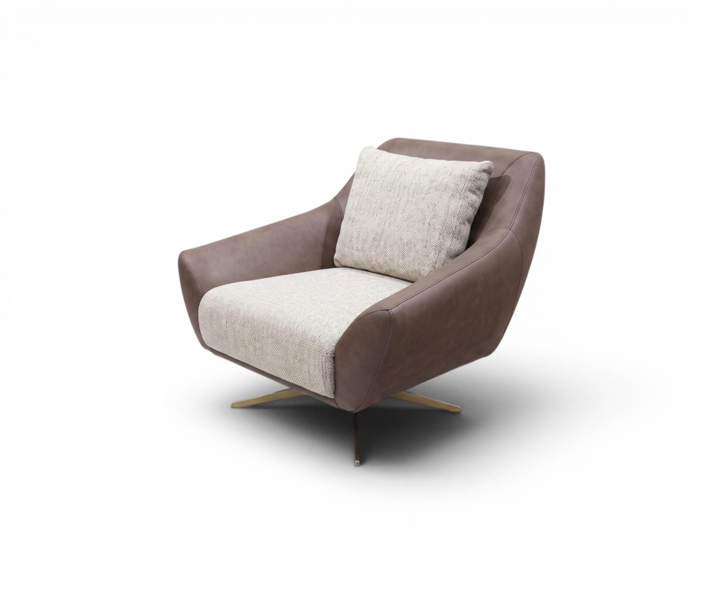 Carmen cream fabric sofa set in a marble-floored city-view living room