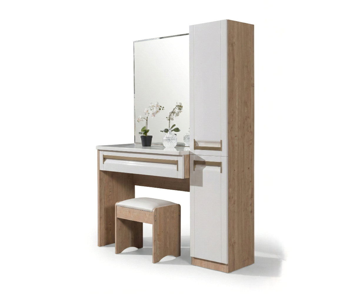 Casa-Q13 modern white vanity in a bright bedroom beside tall windows