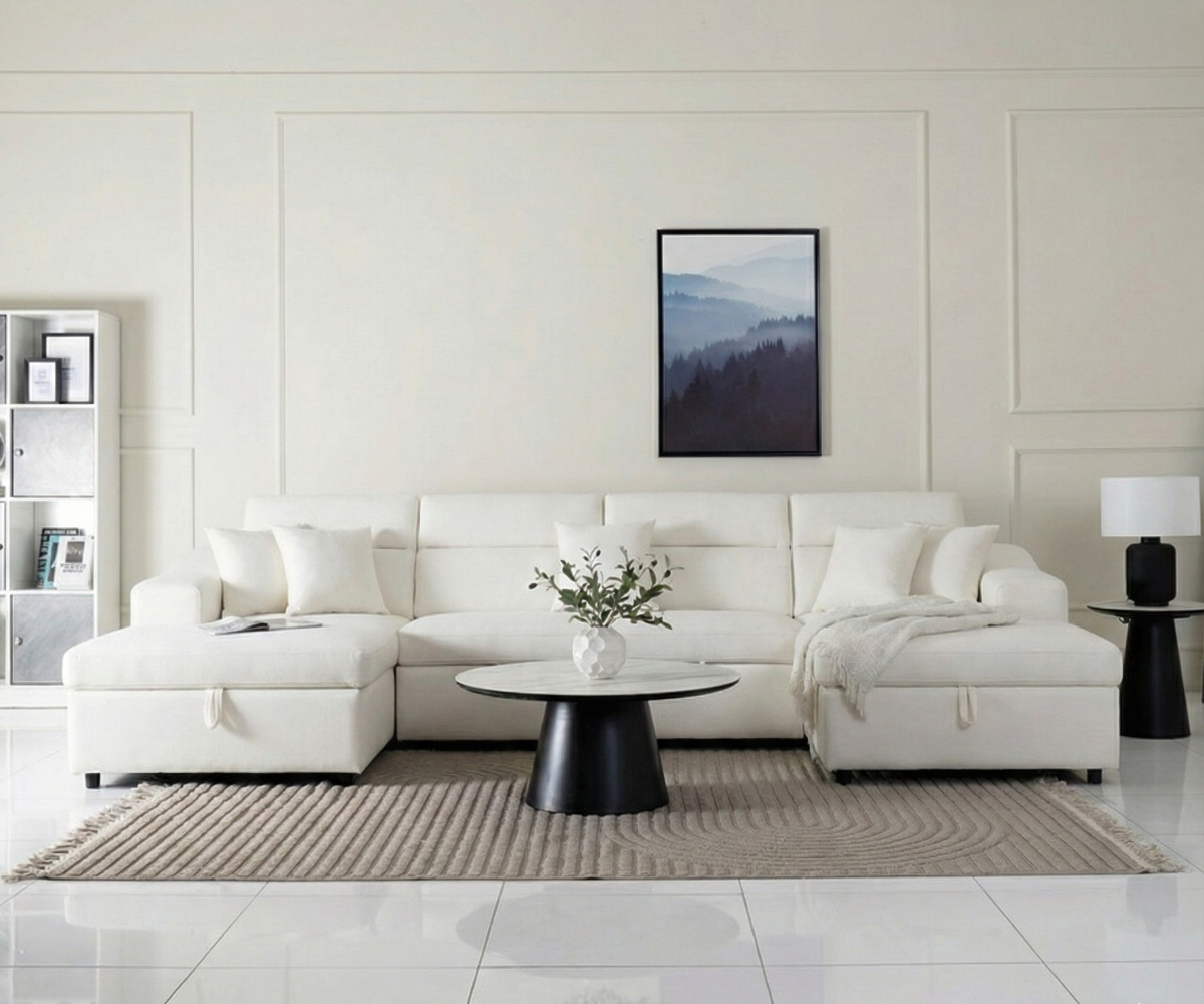 CHERISH White U-Shape Sofa