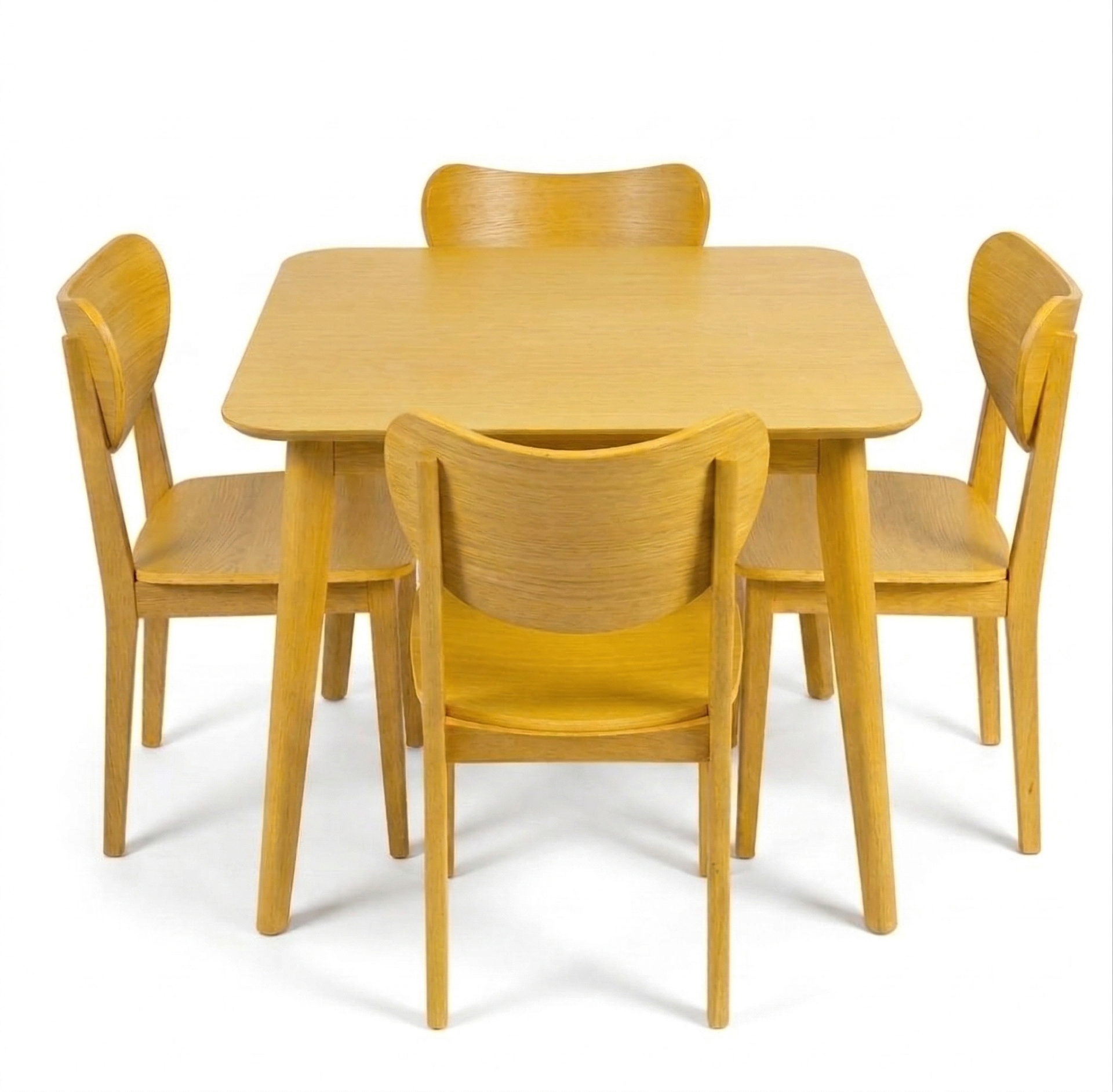 COLBY dining set in a sunlit dining room with a brass chandelier