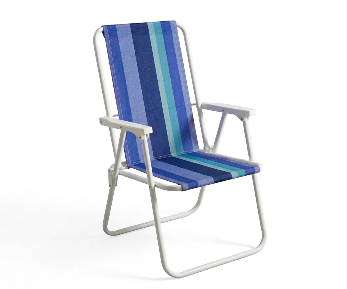 Comfort outdoor relax chair set, folding chair in blue striped fabric