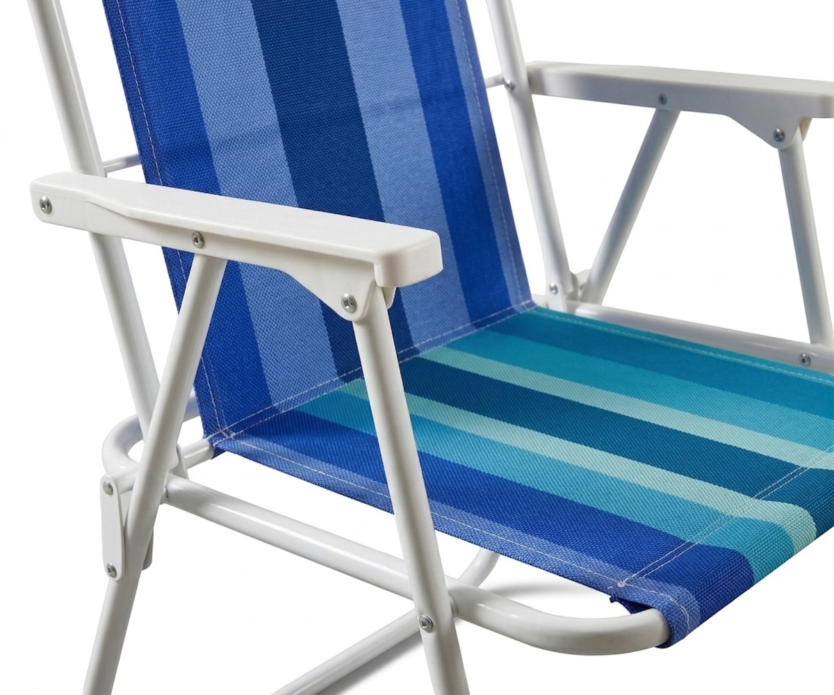 Comfort outdoor relax chair set, folding chair in blue striped fabric