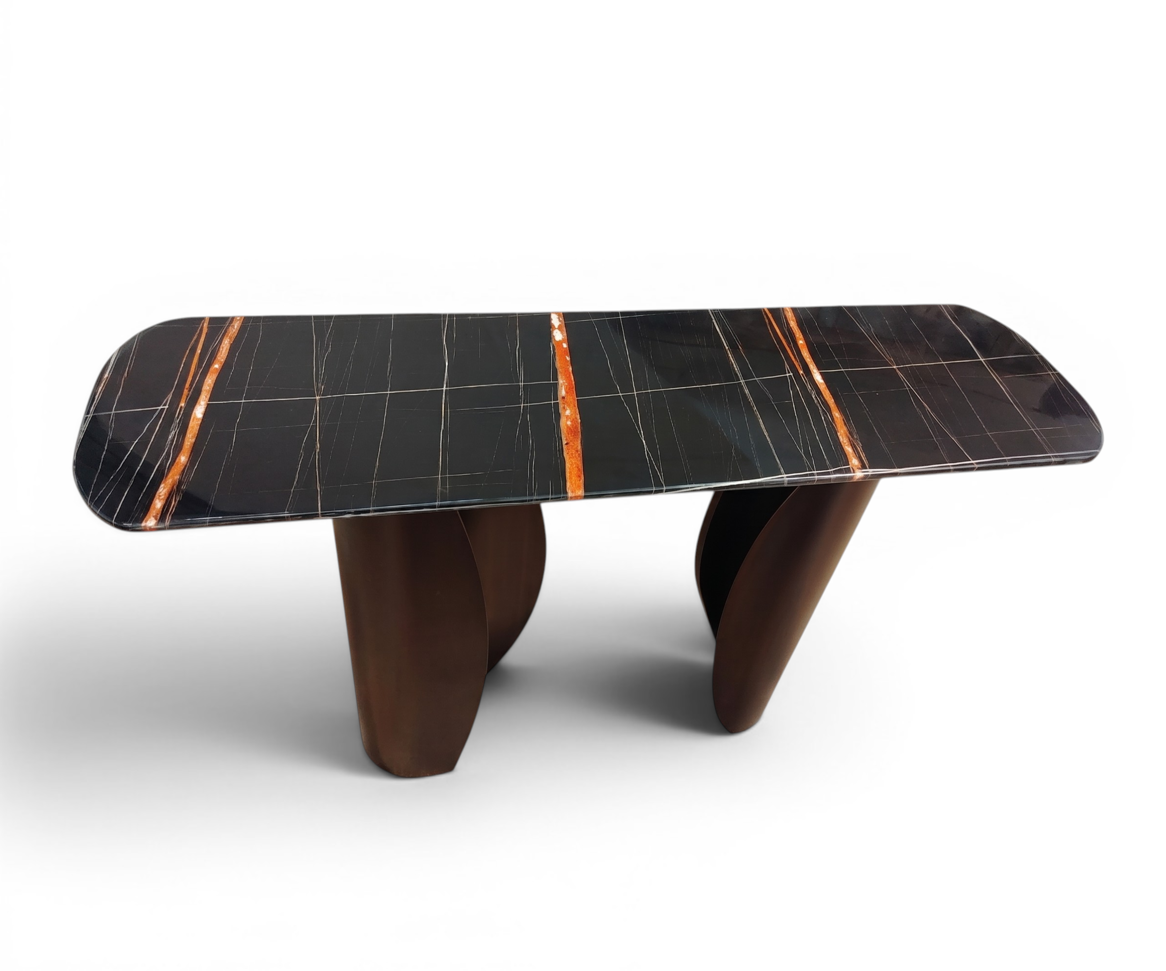 CS16 black modern console beneath artwork in a bright hallway