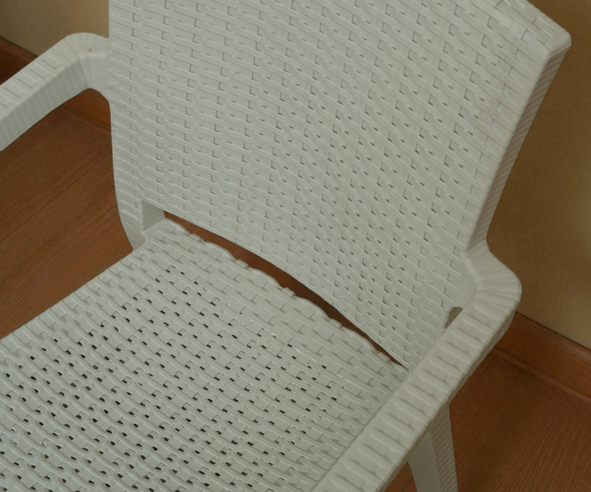 CT022-R woven texture armchair in cream, front view with moulded arms