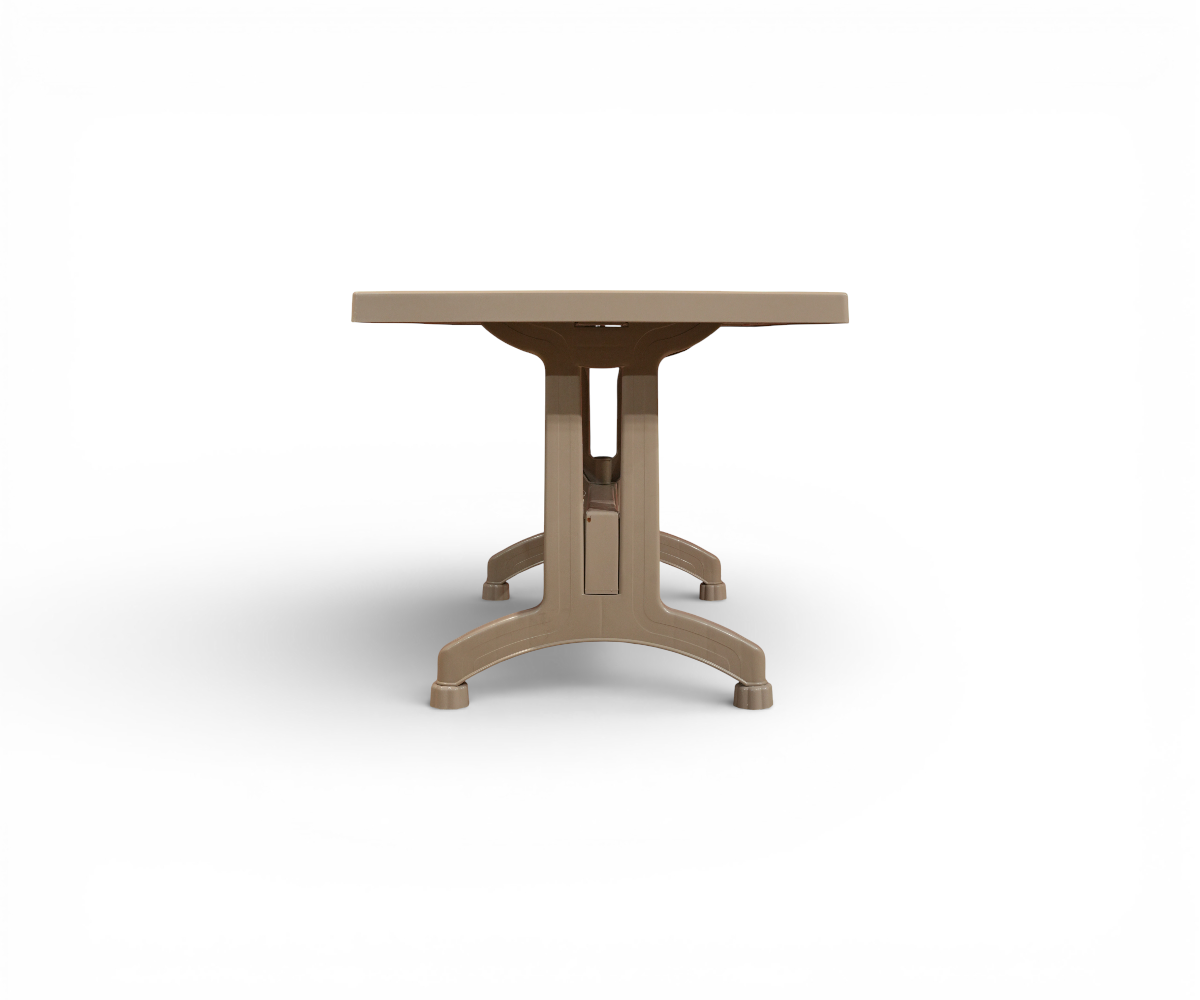 CT061 SELVI table, rectangular table on a poolside terrace with woven armchairs