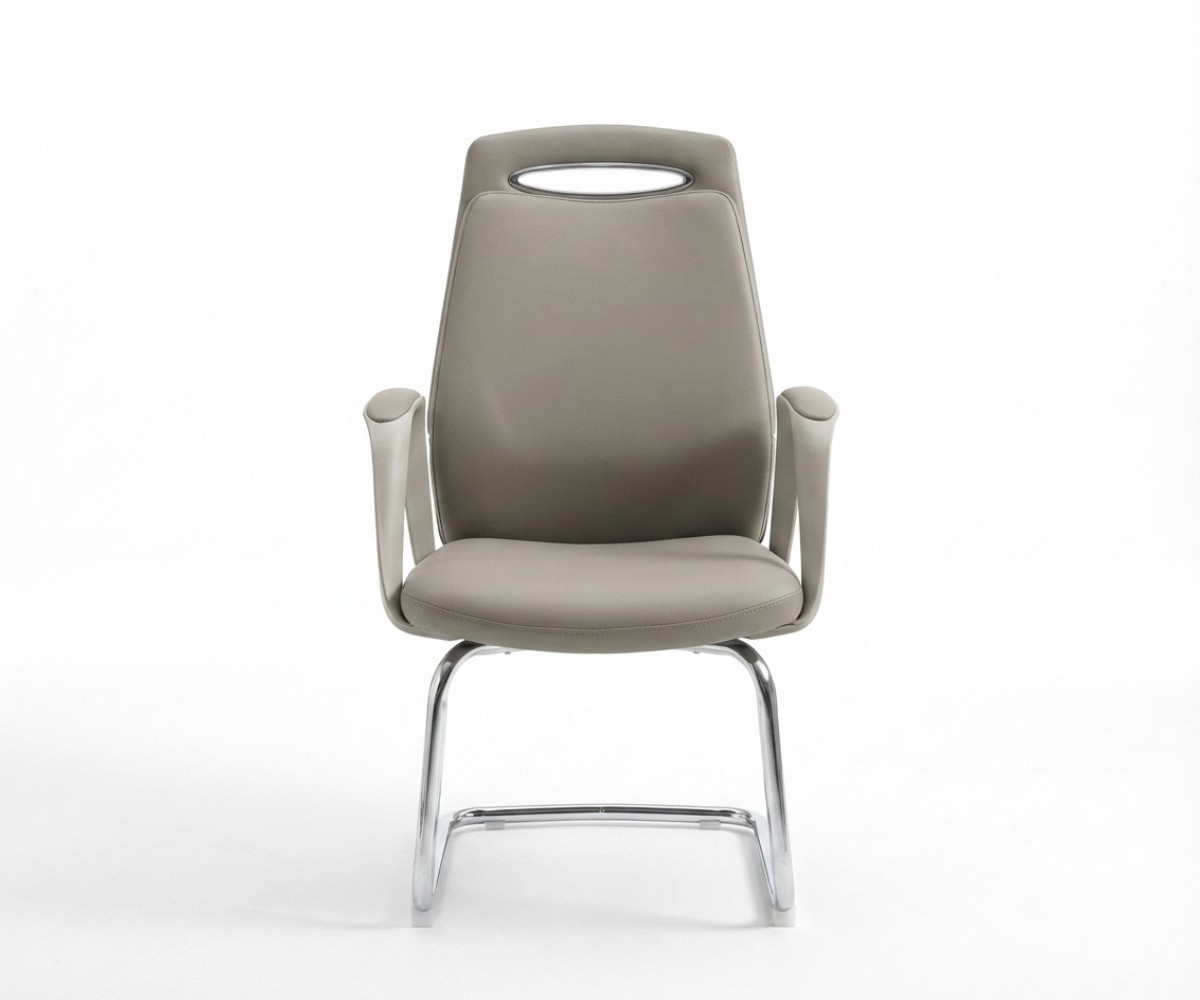 D828-1 grey visitor chair in a warmly lit executive office