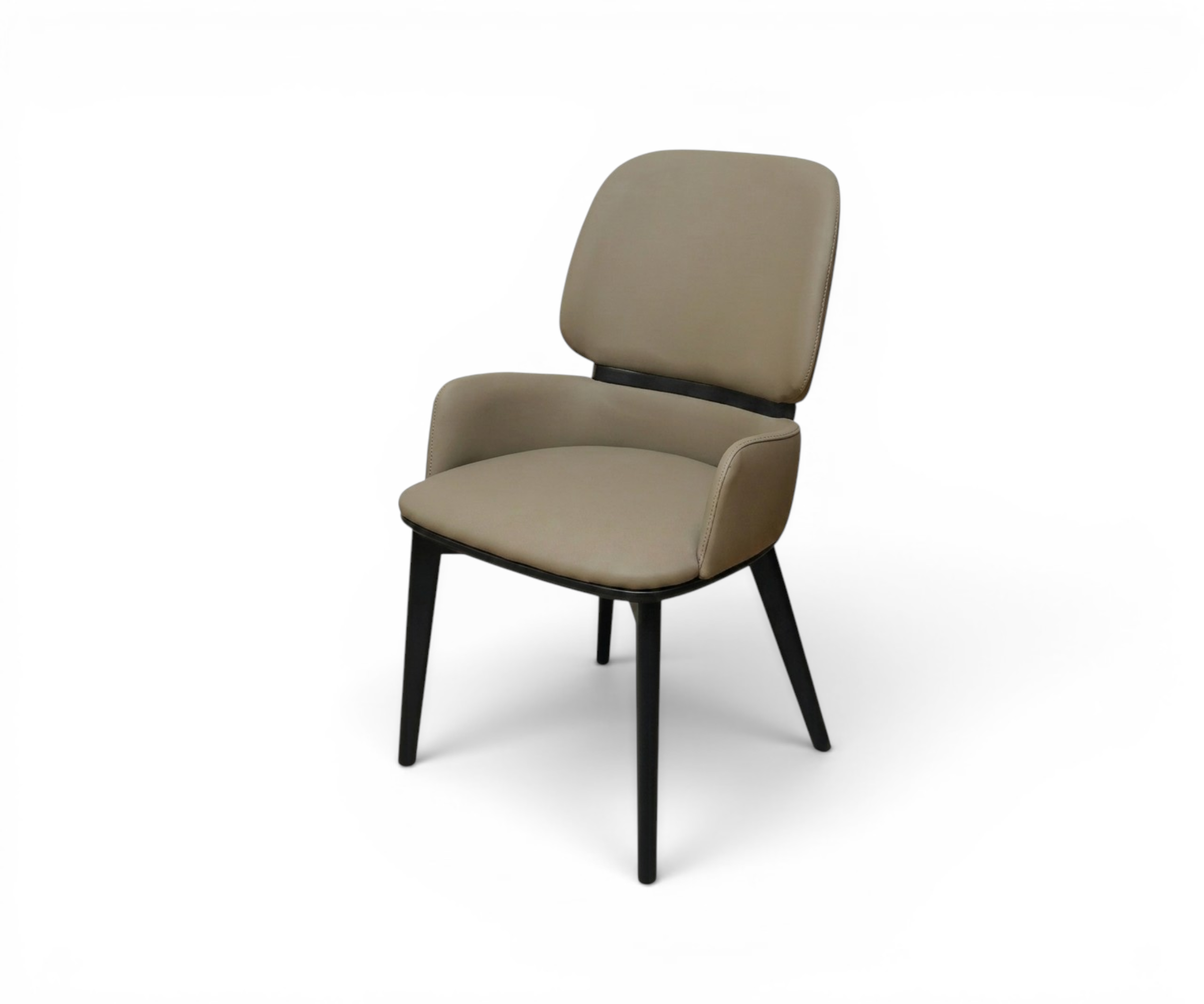 Dining chair 313 black leg, around a table in a city-view dining room