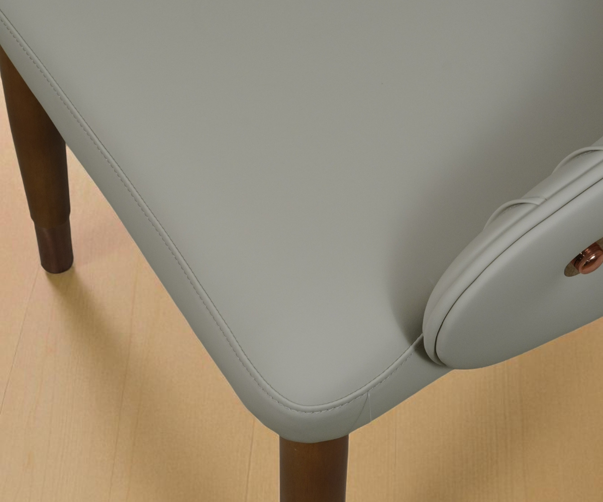 Dining chair B77, angled view beside a potted plant on a wood floor