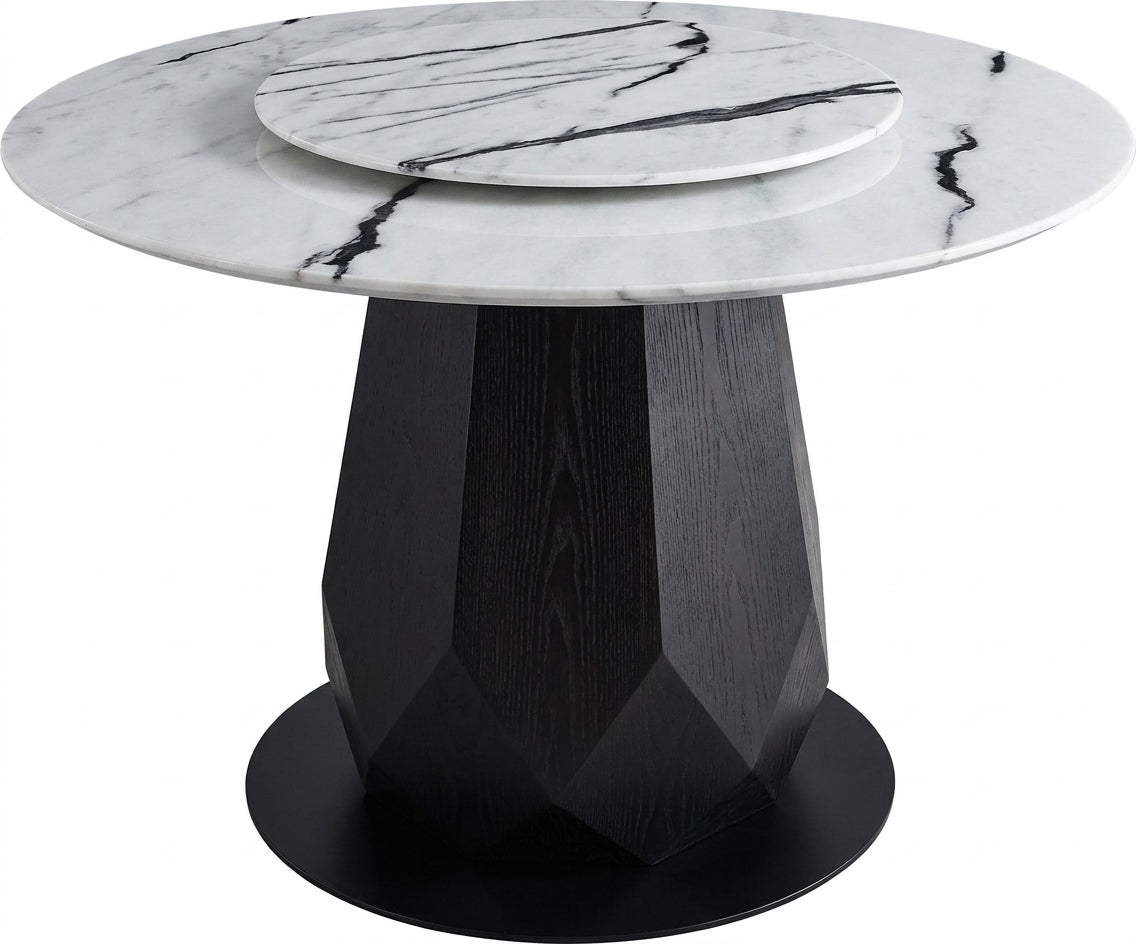 DINING TABLE 116/H02 in a bright dining room with a brass chandelier