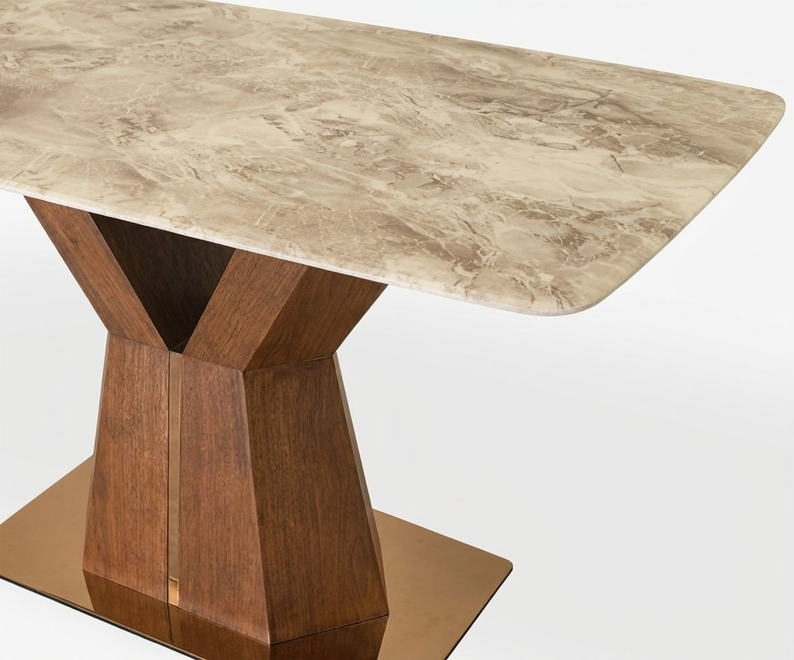 DINING TABLE 680/H03 in a bright dining room with open shelving