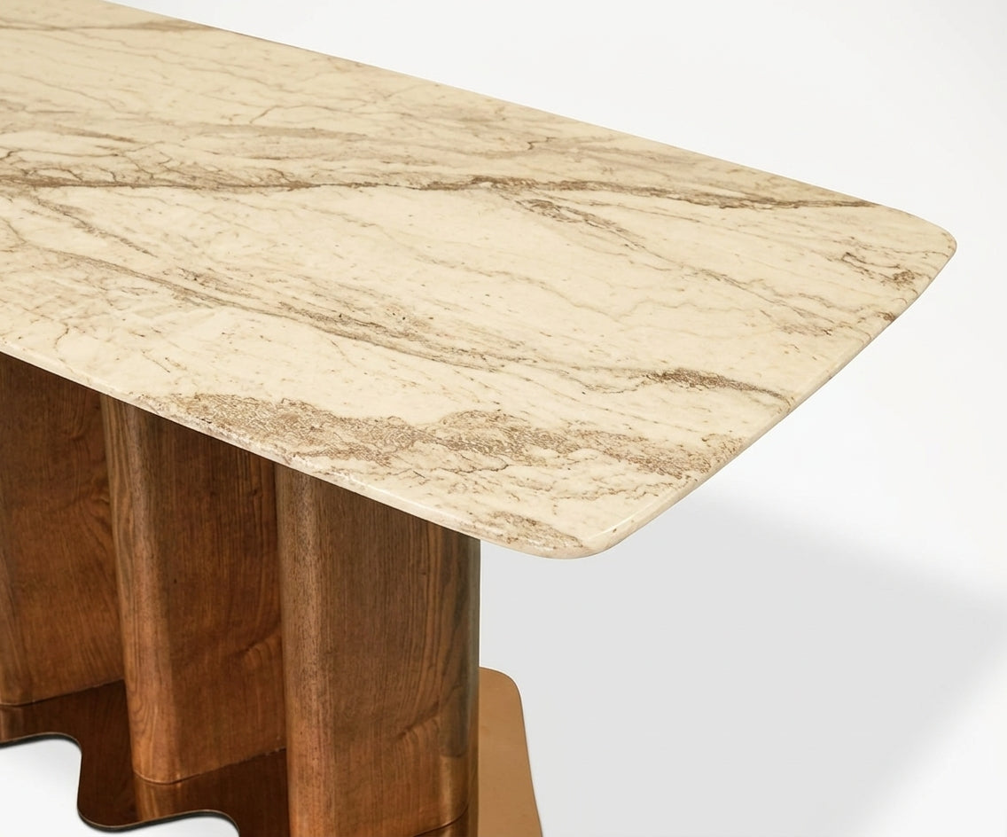 DINING TABLE 692/F03 in a bright dining room with a garden view