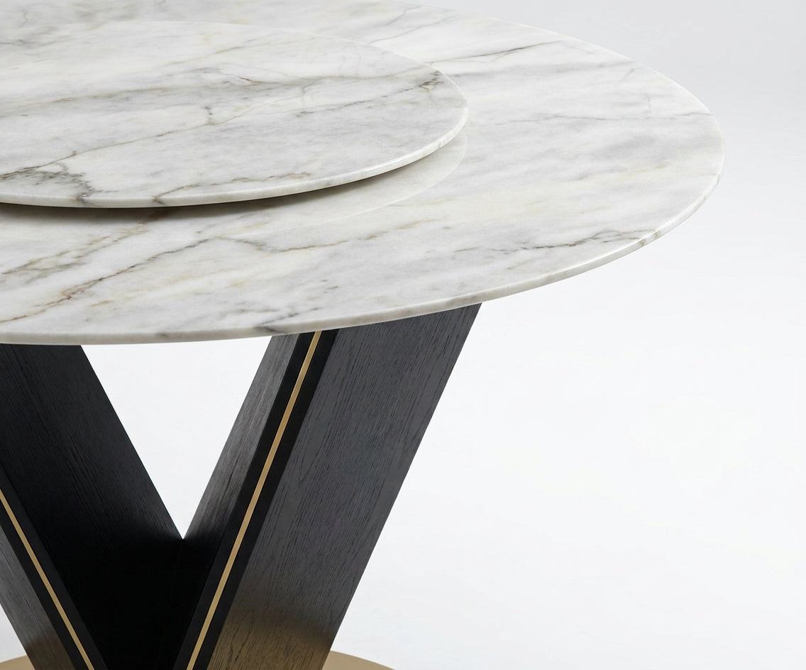 DINING TABLE B618/F70 in a bright dining room with a crystal chandelier