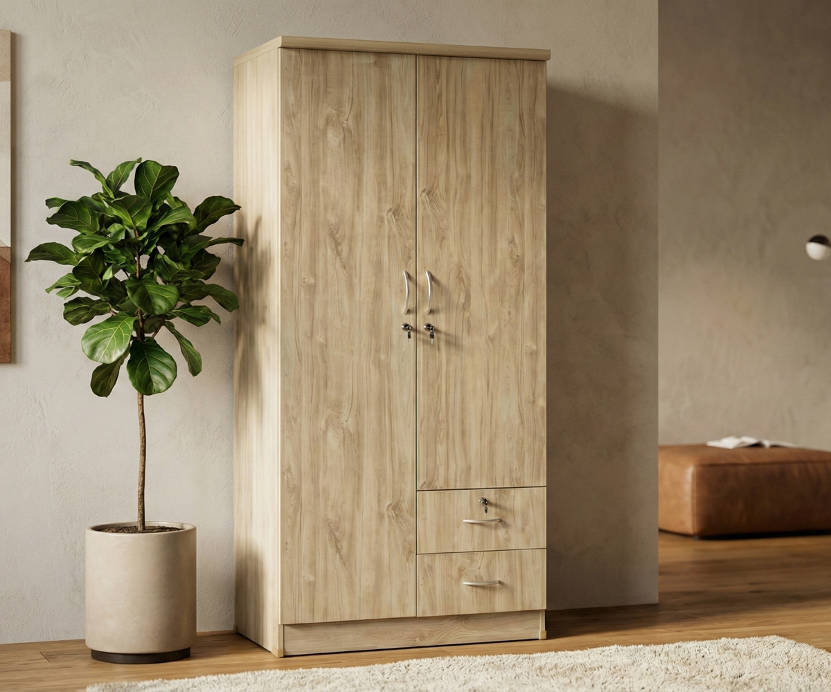 ELARA Oak Dual-Storage Wardrobe
