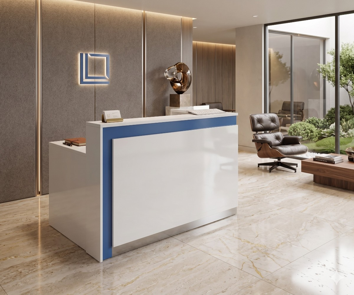 F6312 Blue Frame Reception Desk