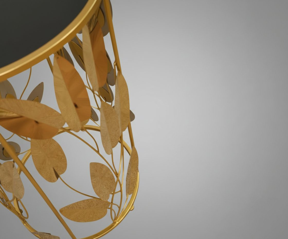 FFO16-16 grey marble table, angled view of the nested gold pair