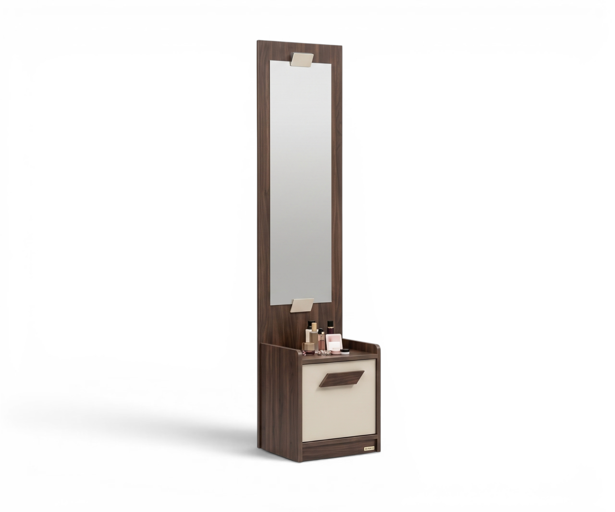 GEORGIA mirrored bedroom dresser in a warm room with a fiddle-leaf fig
