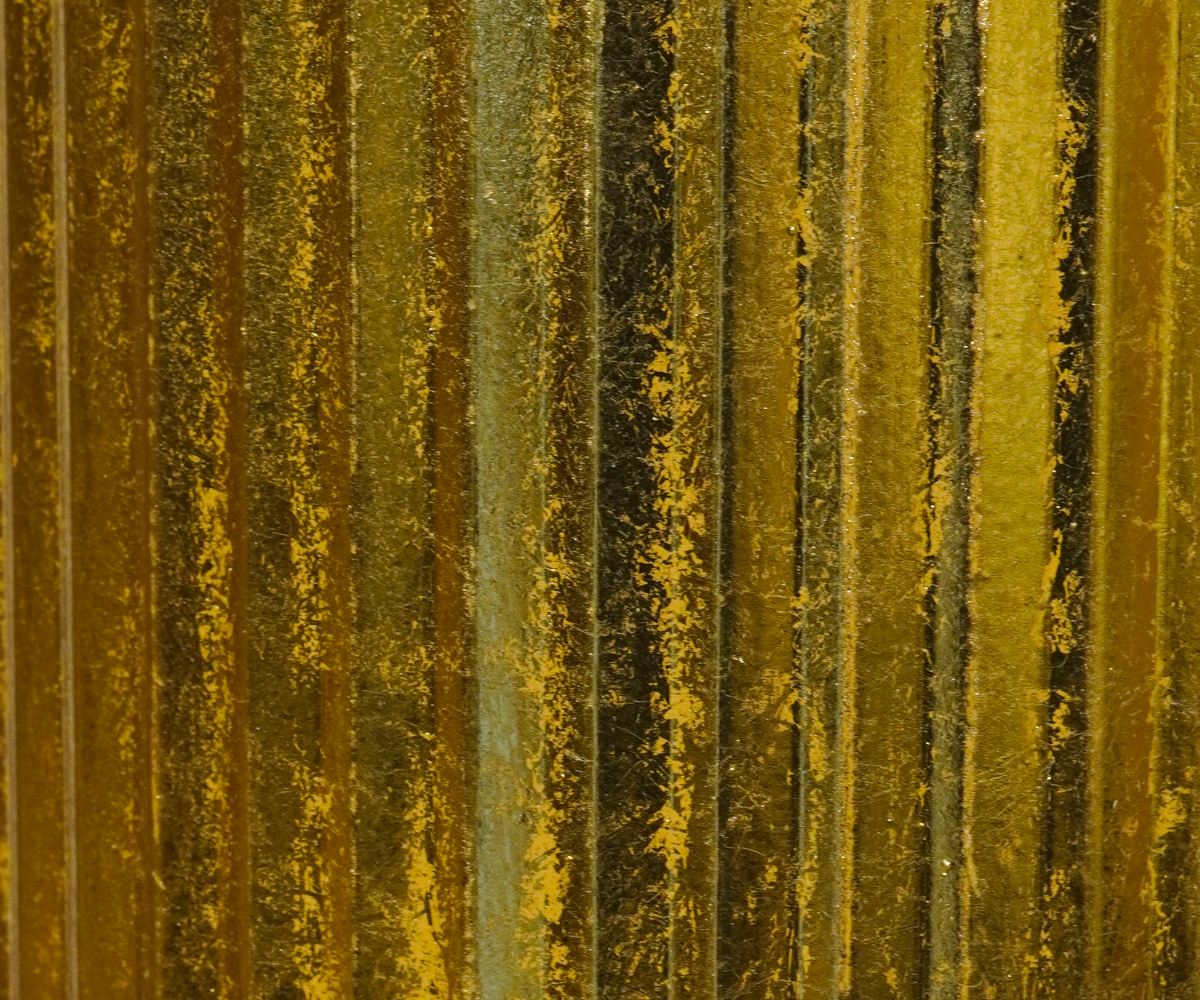 Gold ribbed floor vase FFO15-54, styled with blossom on a console table