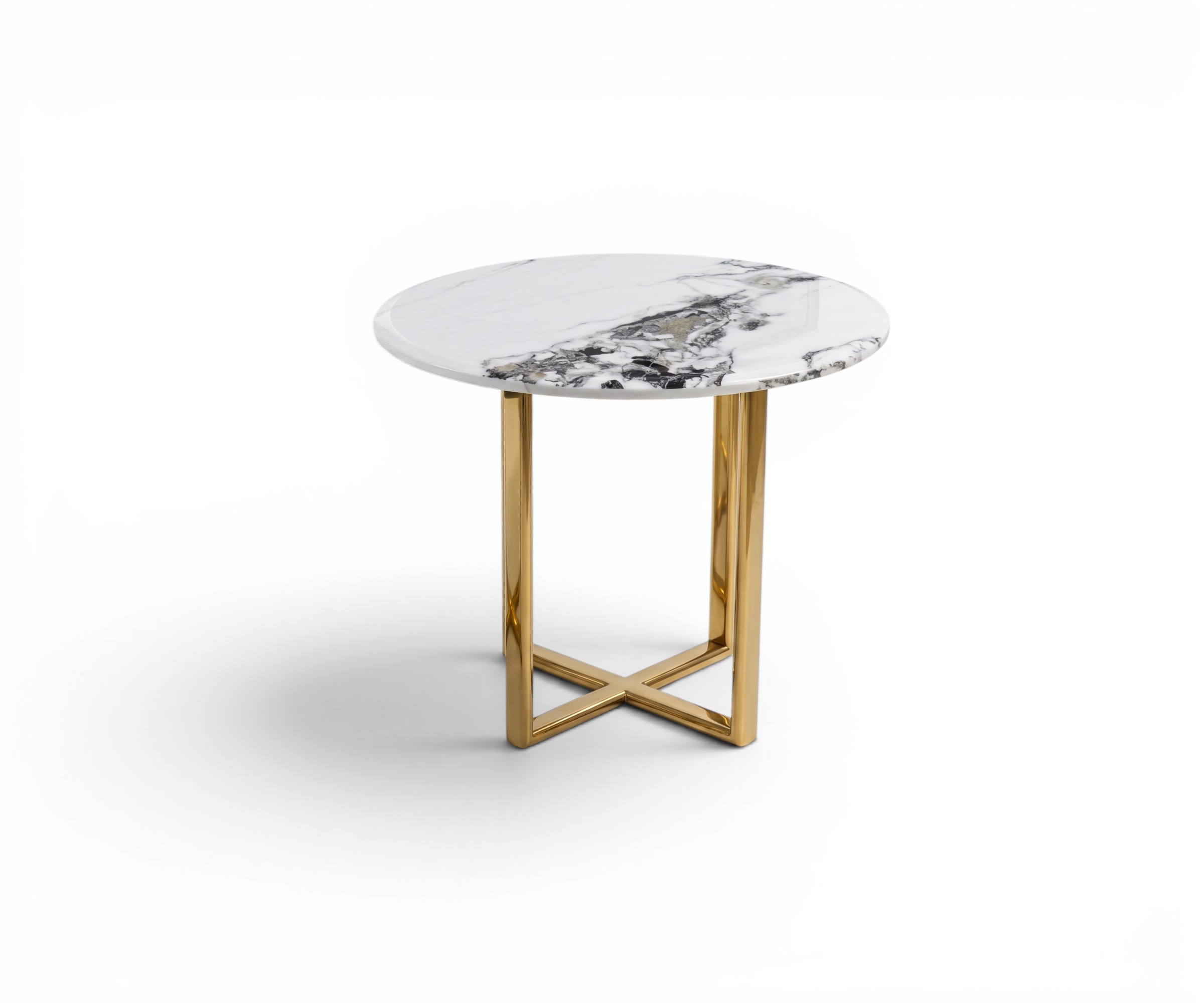 H086 marble gold tables in a bright city-view living room