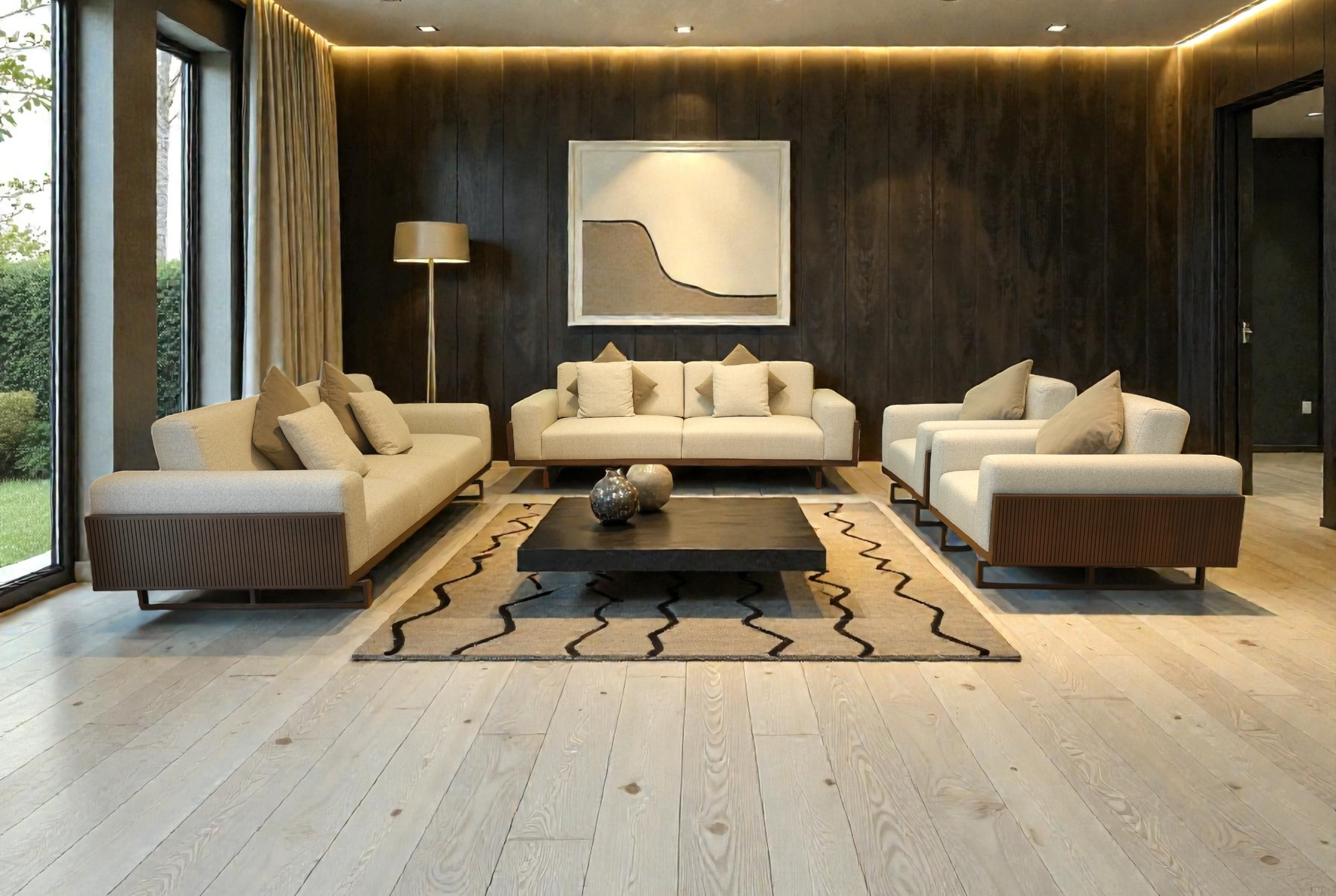 HARMONY Beige Walnut Sofa