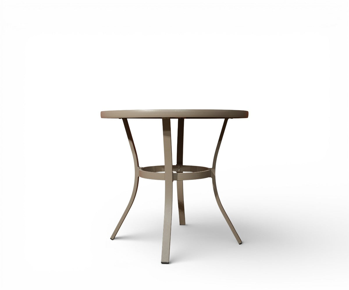 HD-H1305 outdoor dining table, bistro set in a stone-walled courtyard