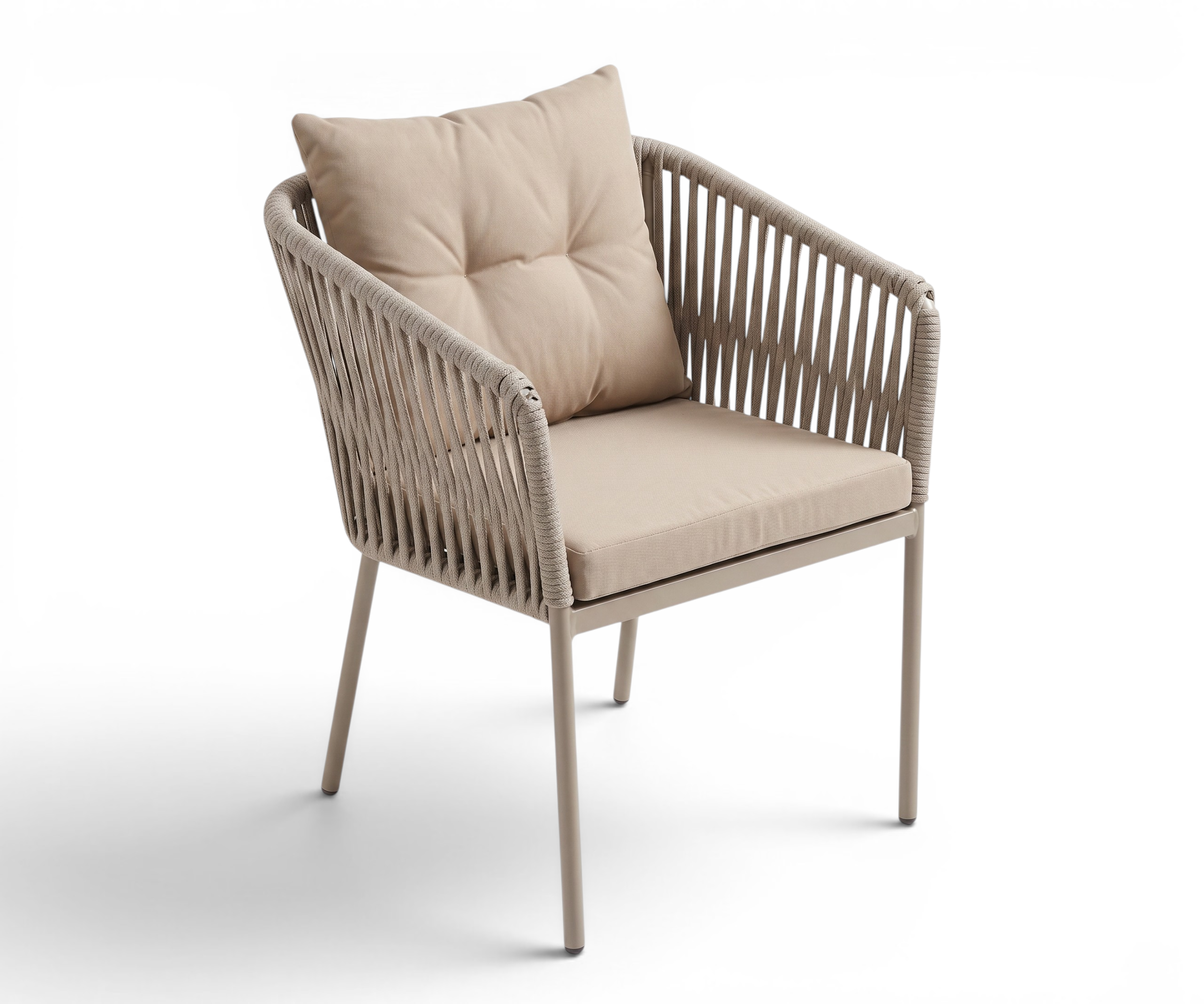 HD-X84 outdoor chair, rope-woven chairs at a table on a coastal terrace