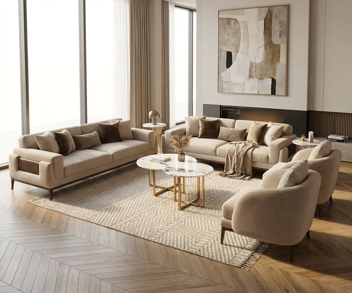Icon Beige Fabric Sofa