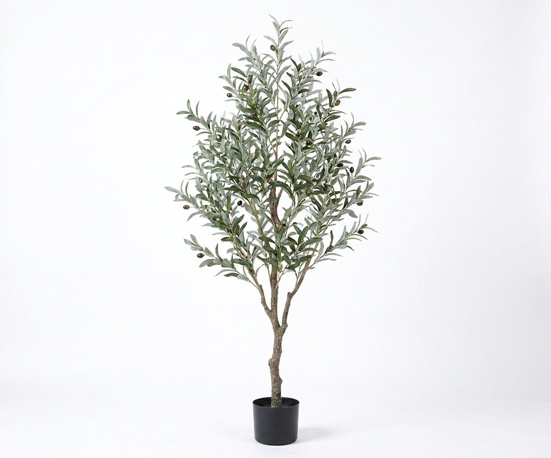 ID-AP41 artificial olive tree with slim branches in a black pot