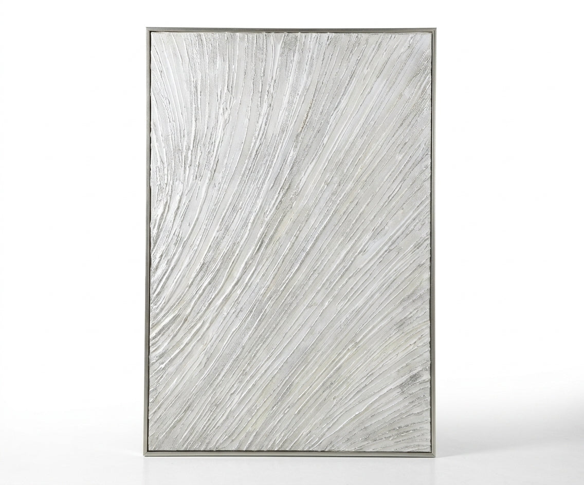 ID-FR24 arts frame, textured canvas above a curved boucle sofa