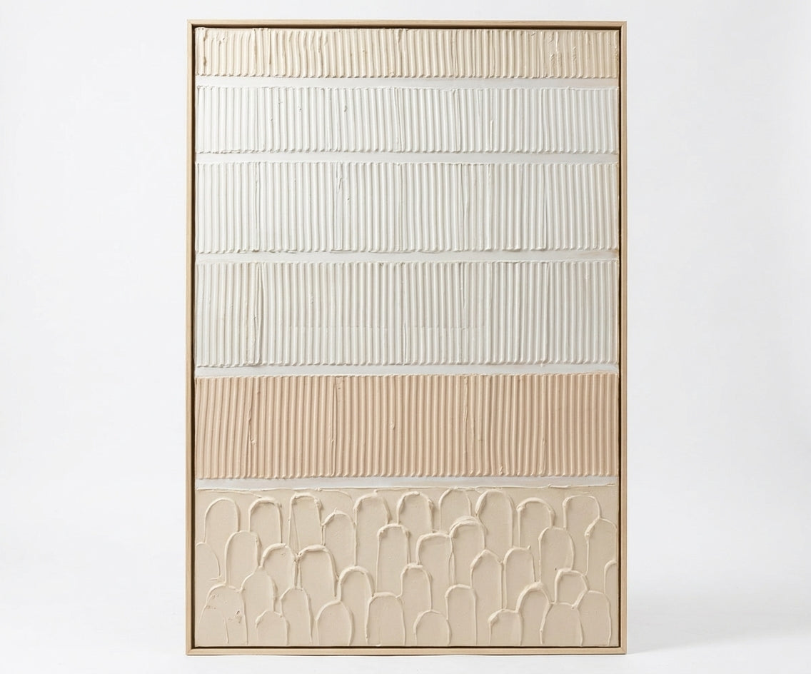 ID-FR4 arts frame, layered texture canvas above a marble sideboard