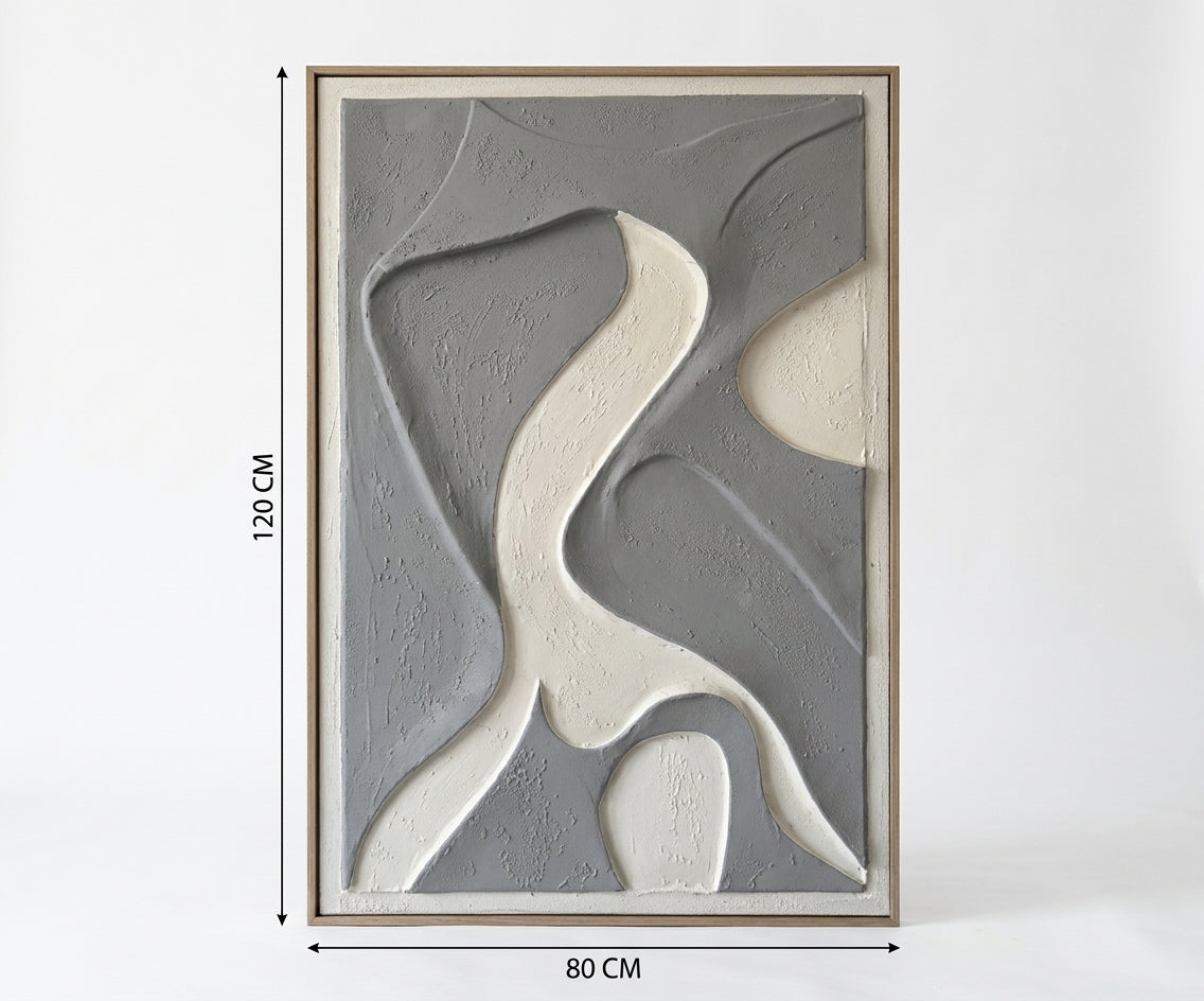 ID-FR59 arts frame, grey curve relief above a walnut sideboard
