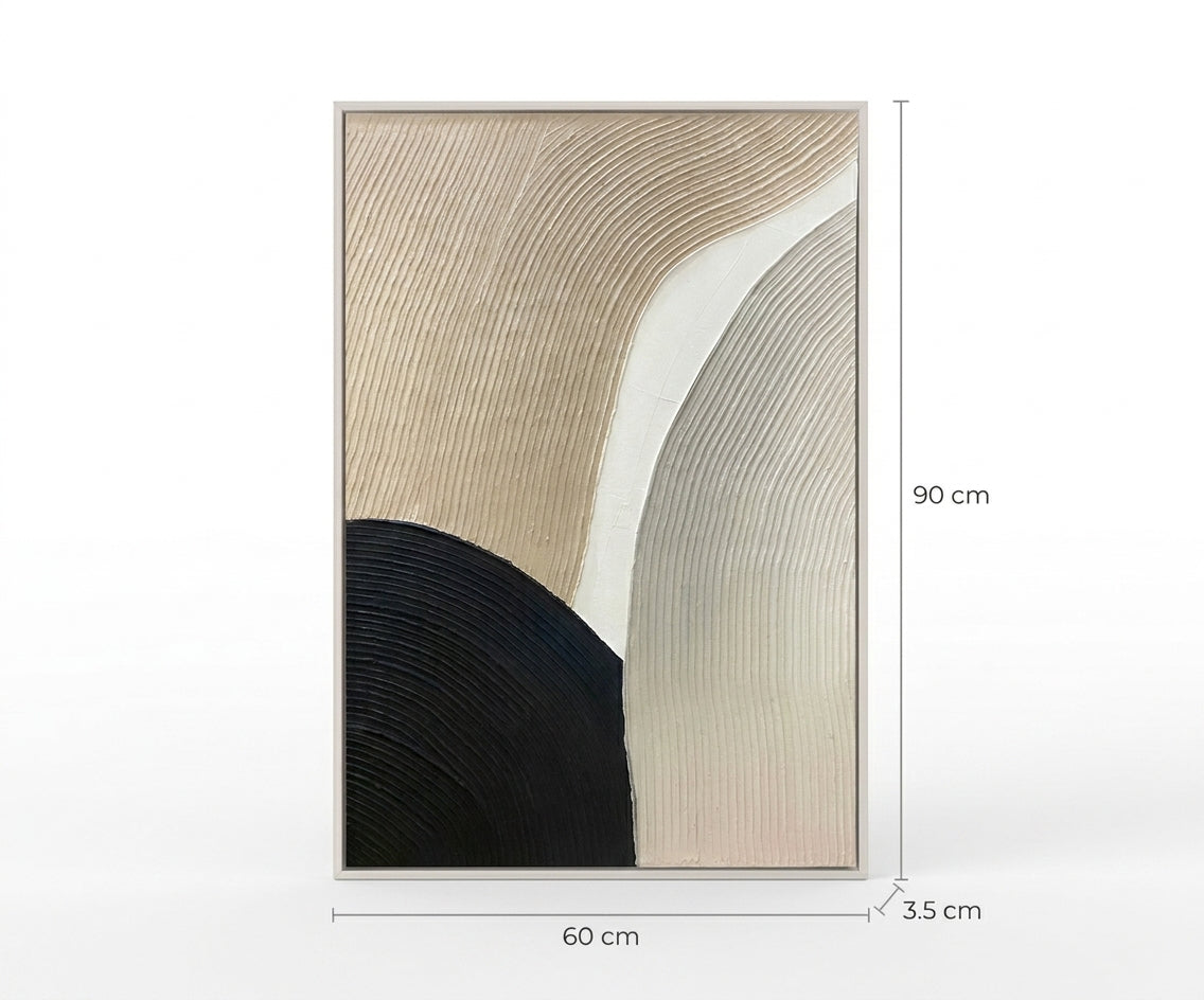 ID-FR6 arts frame, navy and cream arc canvas above a marble fireplace