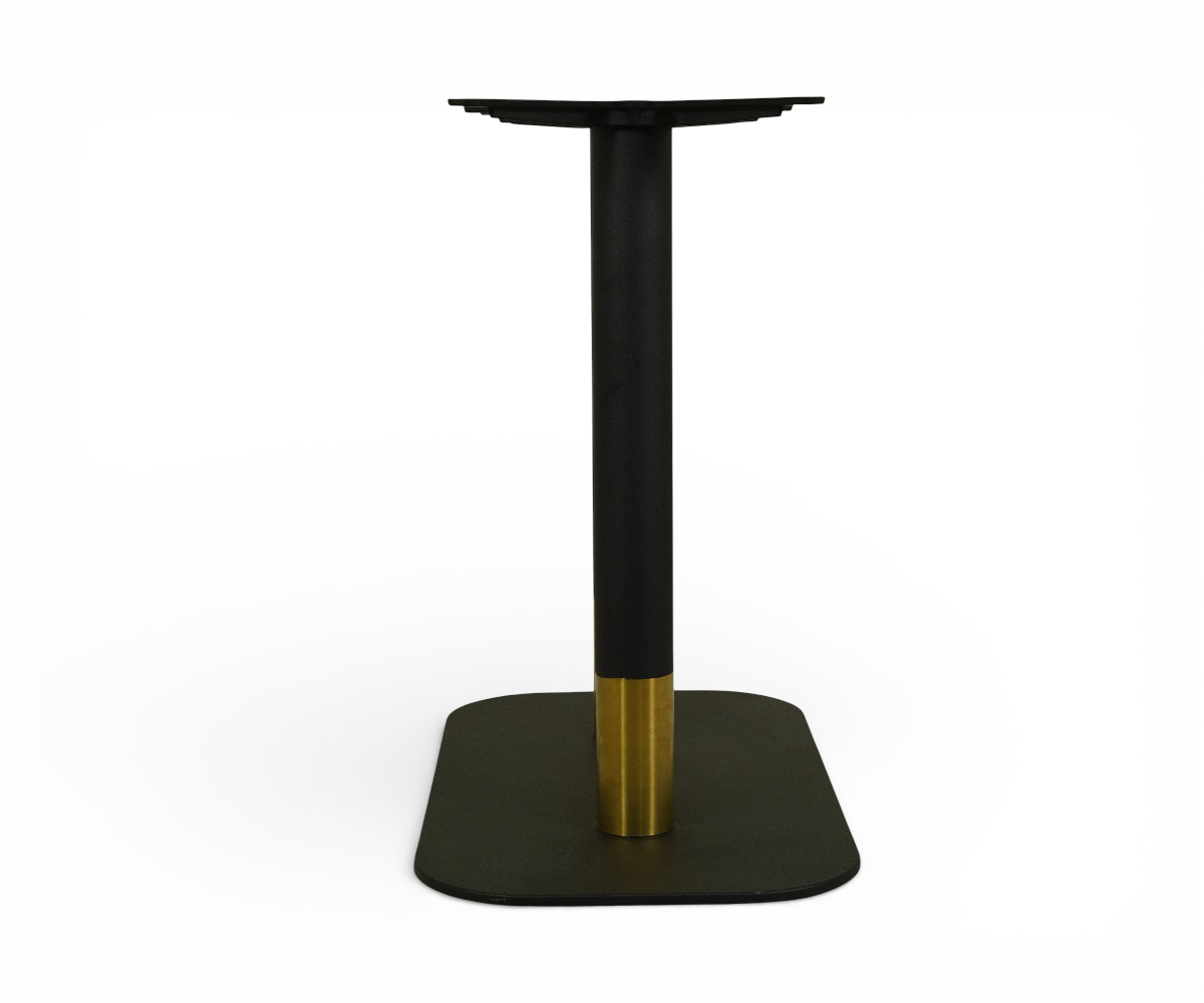 Iron table base kristy3152 with golden pole, under a round restaurant table