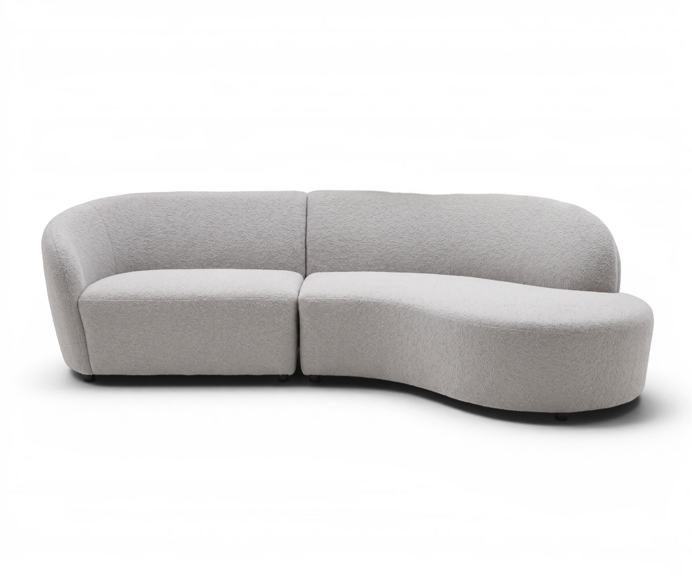 JYM2152 grey curved sofa in a bright city-view living room