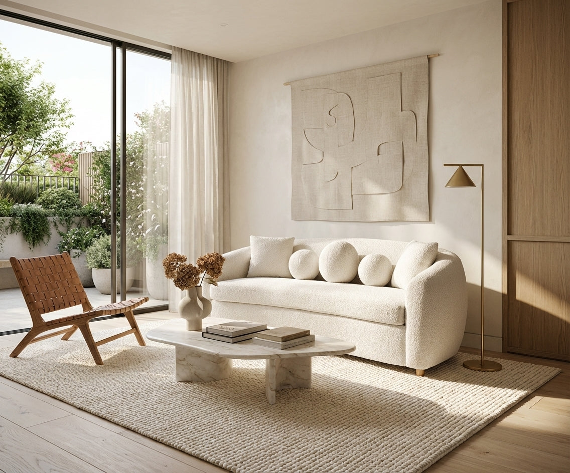 JYM2204 Cream Bouclé Sofa