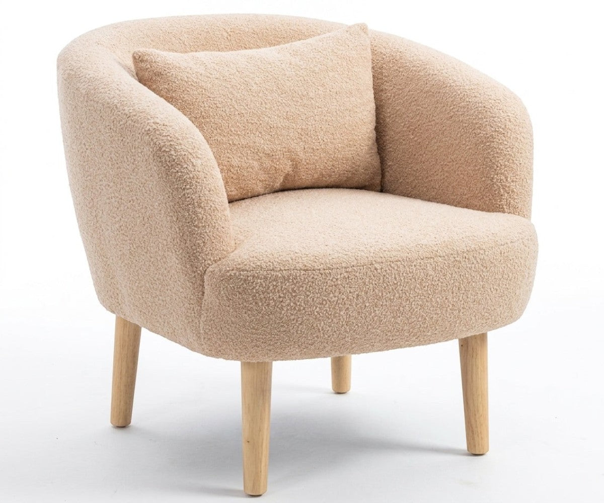 JYM2316 modern barrel armchair in a warm living room with a marble table