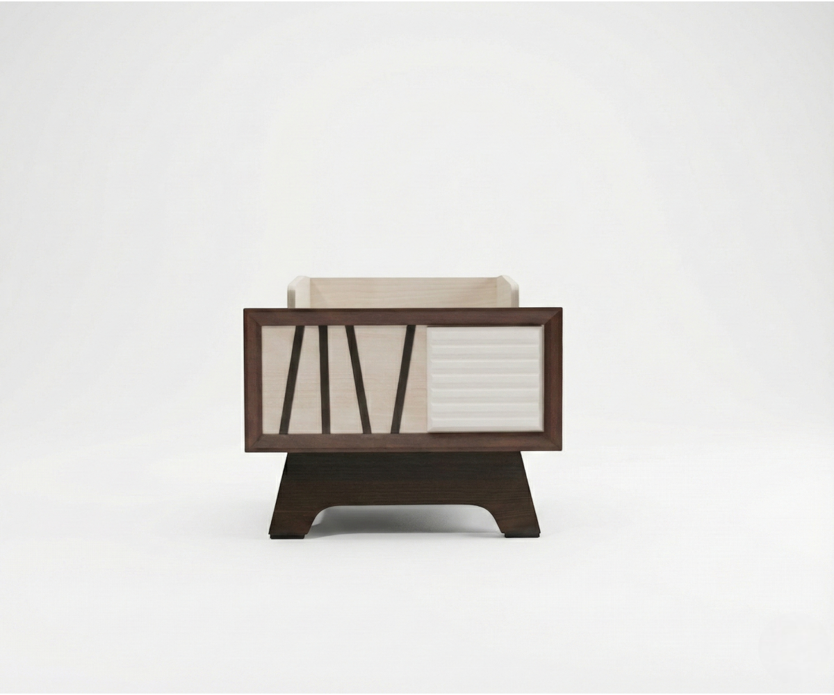 KCAD01 modern bedside cupboard in a warm bedroom beside a ceramic lamp