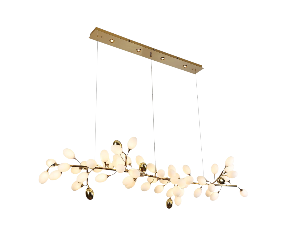 LED lights Qatar radiant golden branch chandelier over a dining table