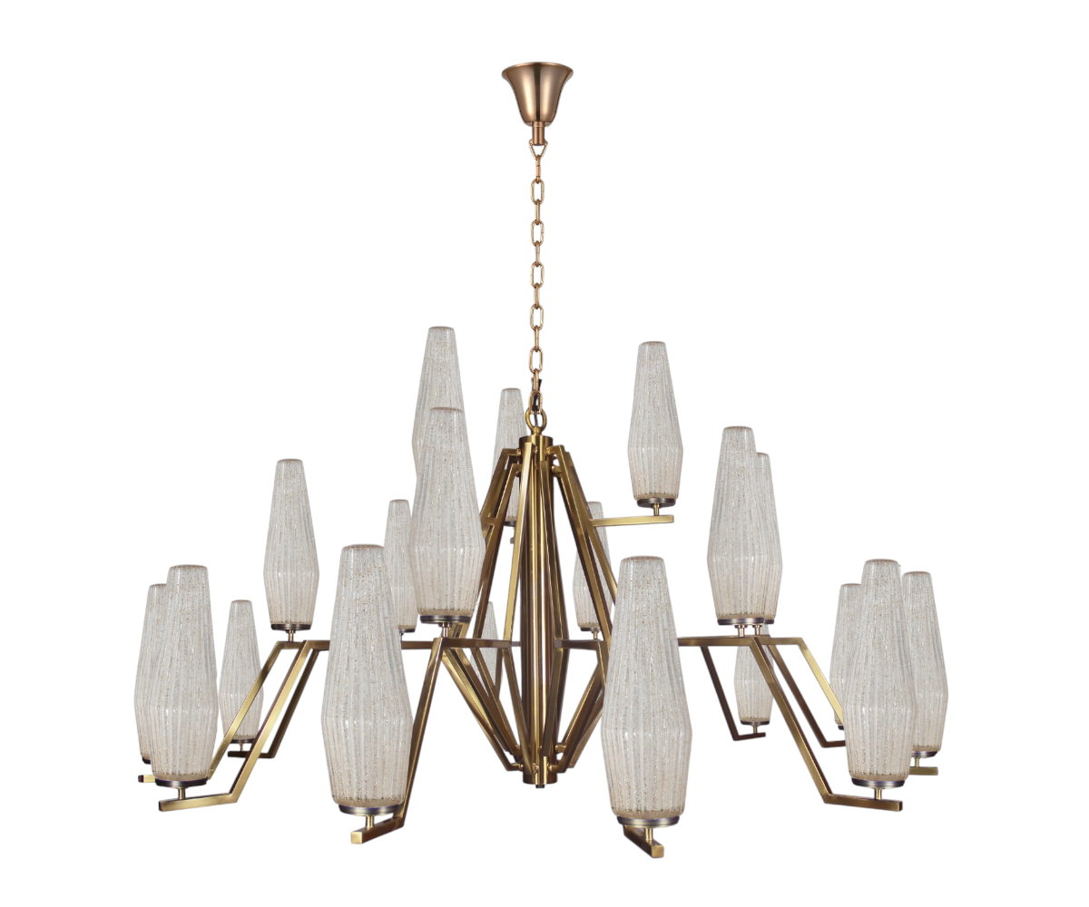 Lights in Qatar geometric pendant light over a city-view dining table