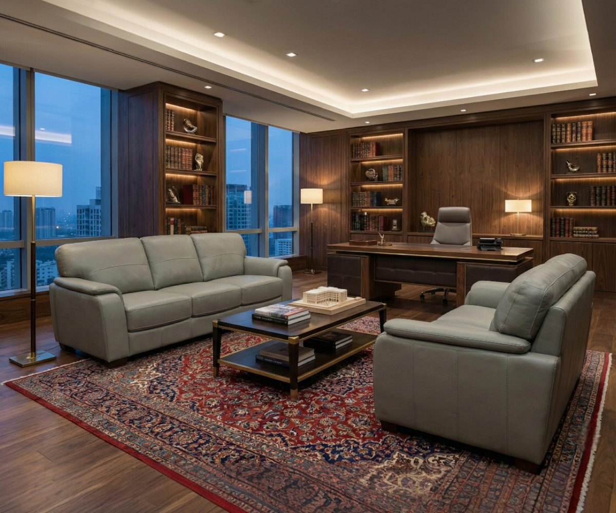 LSG-2004 sage executive sofa set facing each other in a panelled office