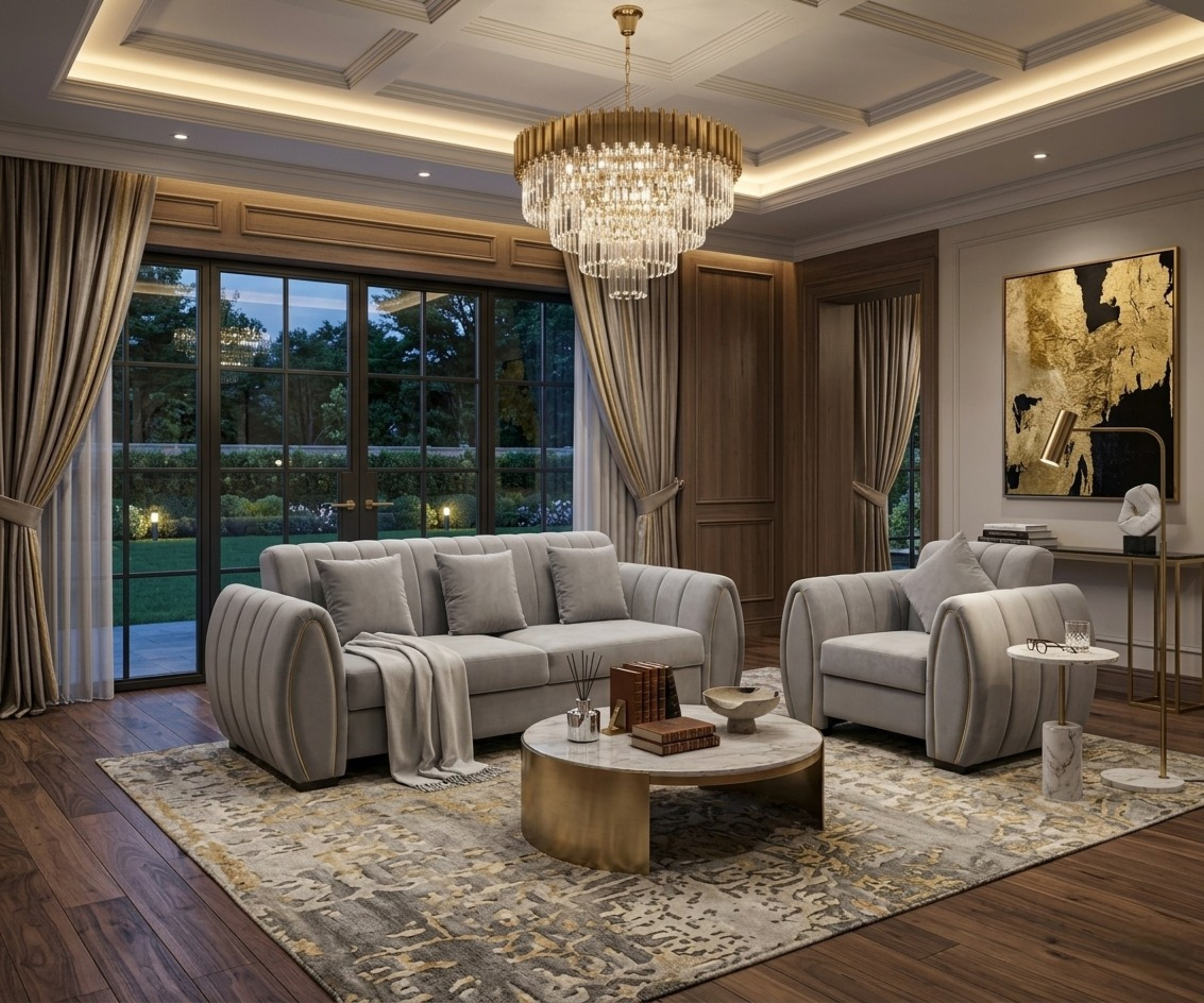 Lucia Grey Velvet Sofa