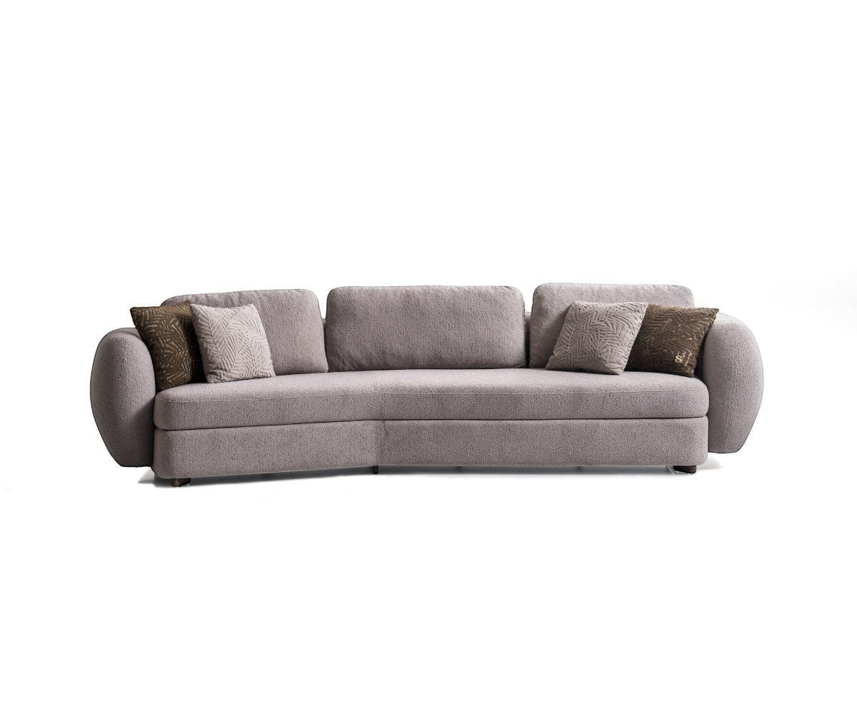 LUNA grey boucle sofa set in a bright panelled room with a fireplace