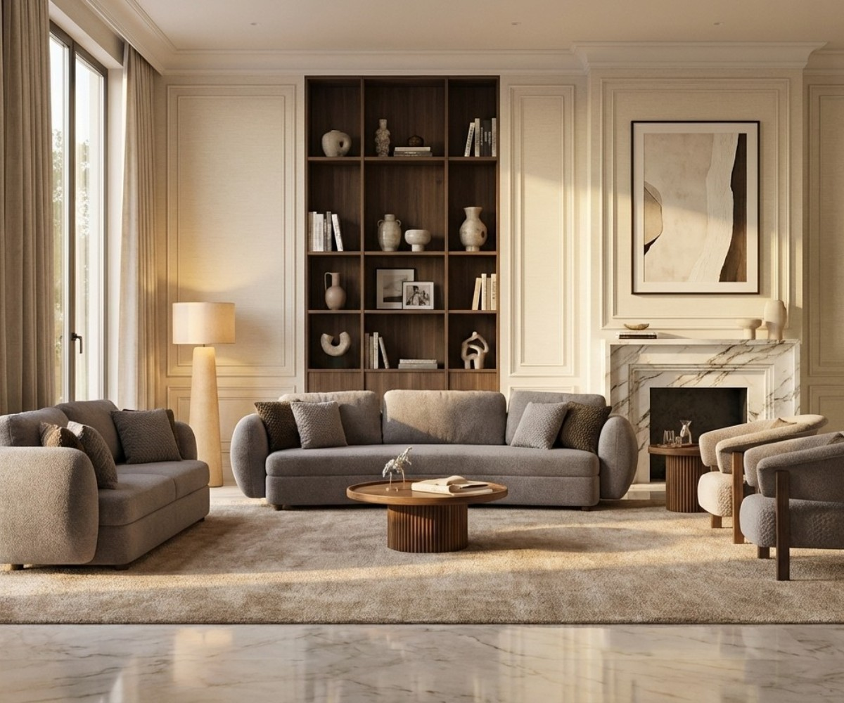LUNA CURVED BOUCLE SOFA SET