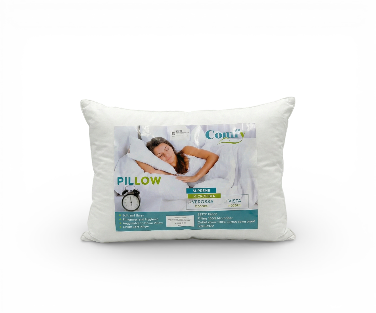 Microfiber pillow Comfy Verossa 1200 gram, with its printed retail sleeve