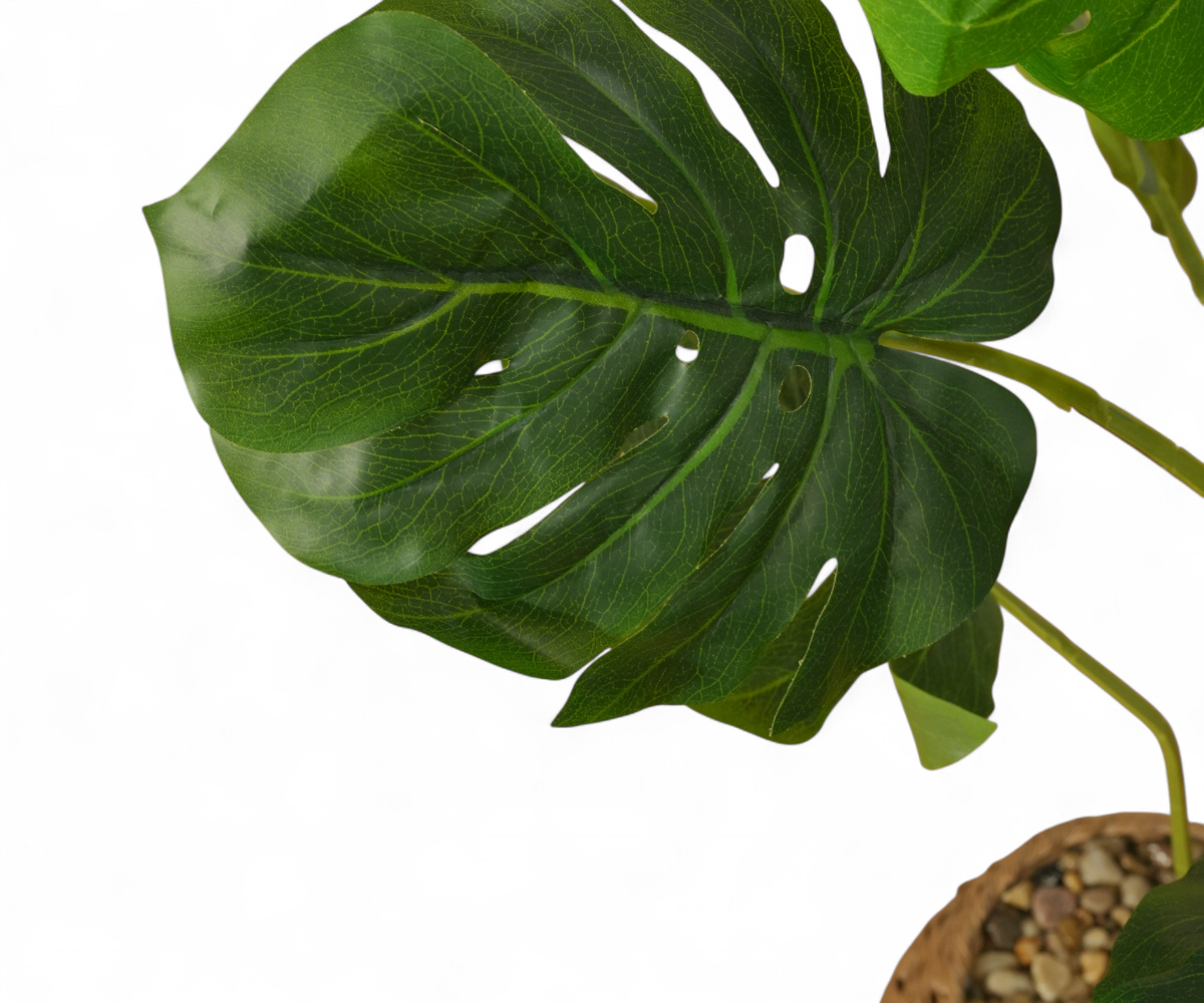 Monstera Basket artificial plant in a woven seagrass basket