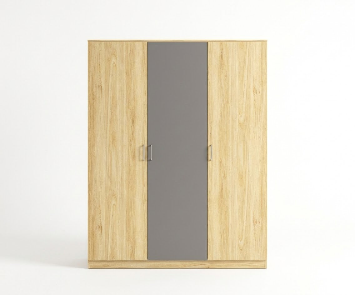 MW01-3 sturdy wooden wardrobe in a coved-ceiling bedroom with navy bedding