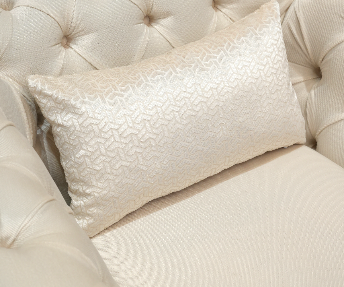 NANCY white velvet sofa set in a bright panelled living room
