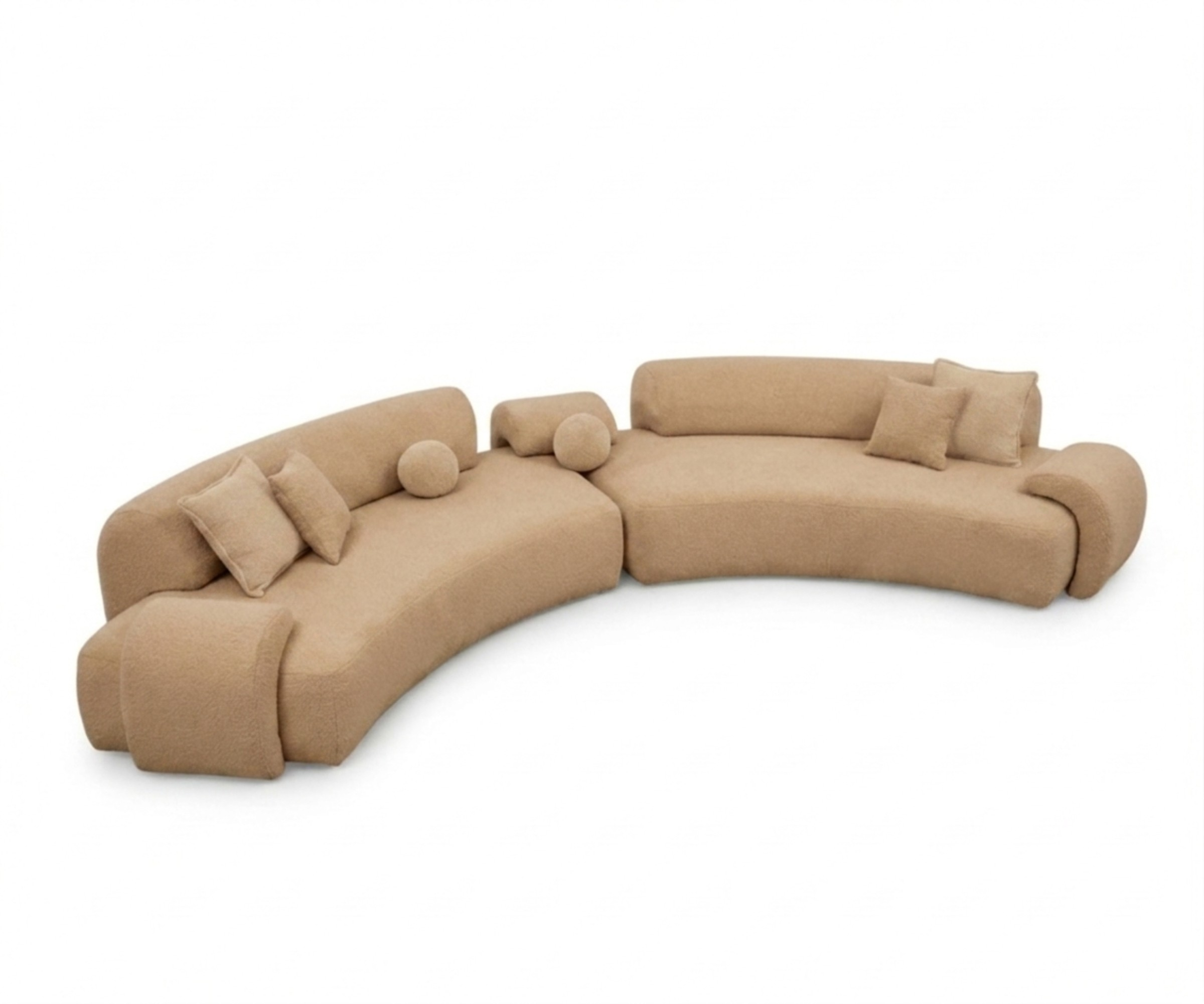 Olimpia light brown corner sofa in a bright sea-view living room